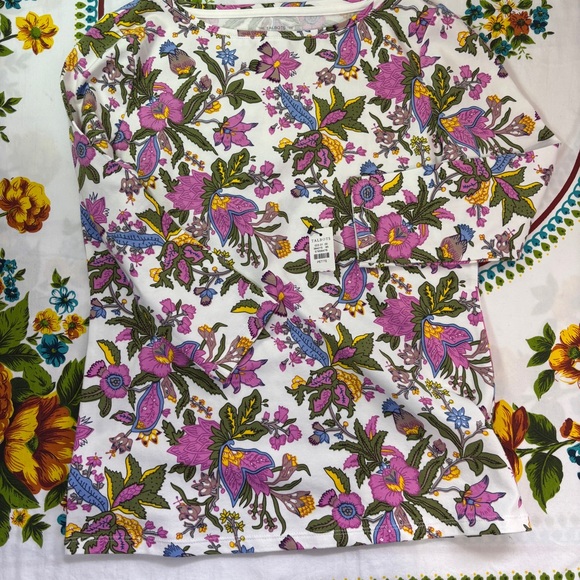 Talbots Women’s Petite Multicolor Floral 3/4 Sleeve Top - Picture 7 of 11
